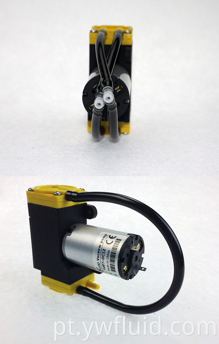 YWfluid 12V 24V Micro bomba de vácuo de alto desempenho com fluxo máximo de 10 L / min. Usada para sucção de transmissão de gás YW07-DC